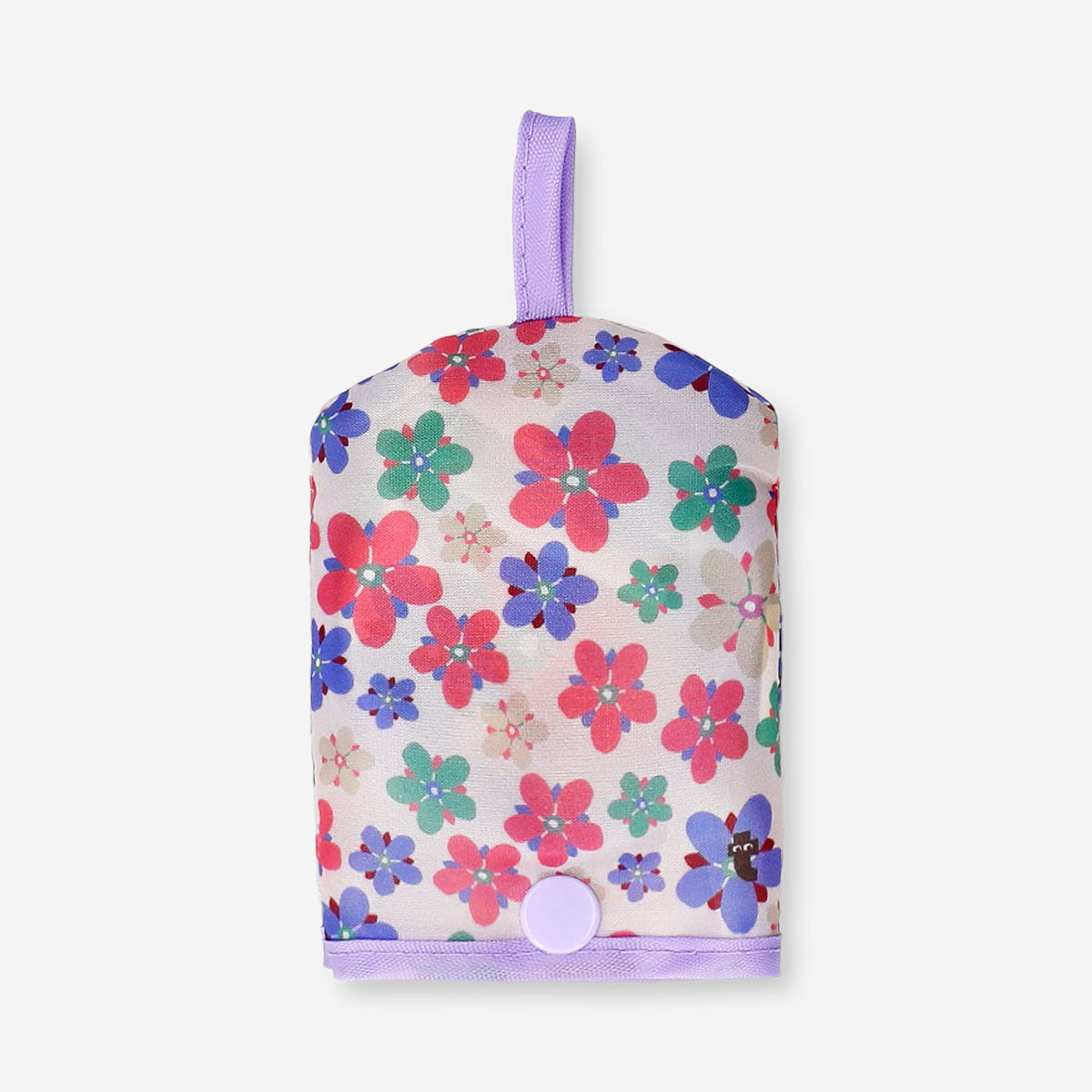 Foldable textile fan featuring abstract flower design by Flying Tiger Copenhagen, showcasing vibrant colors and decorative pattern.