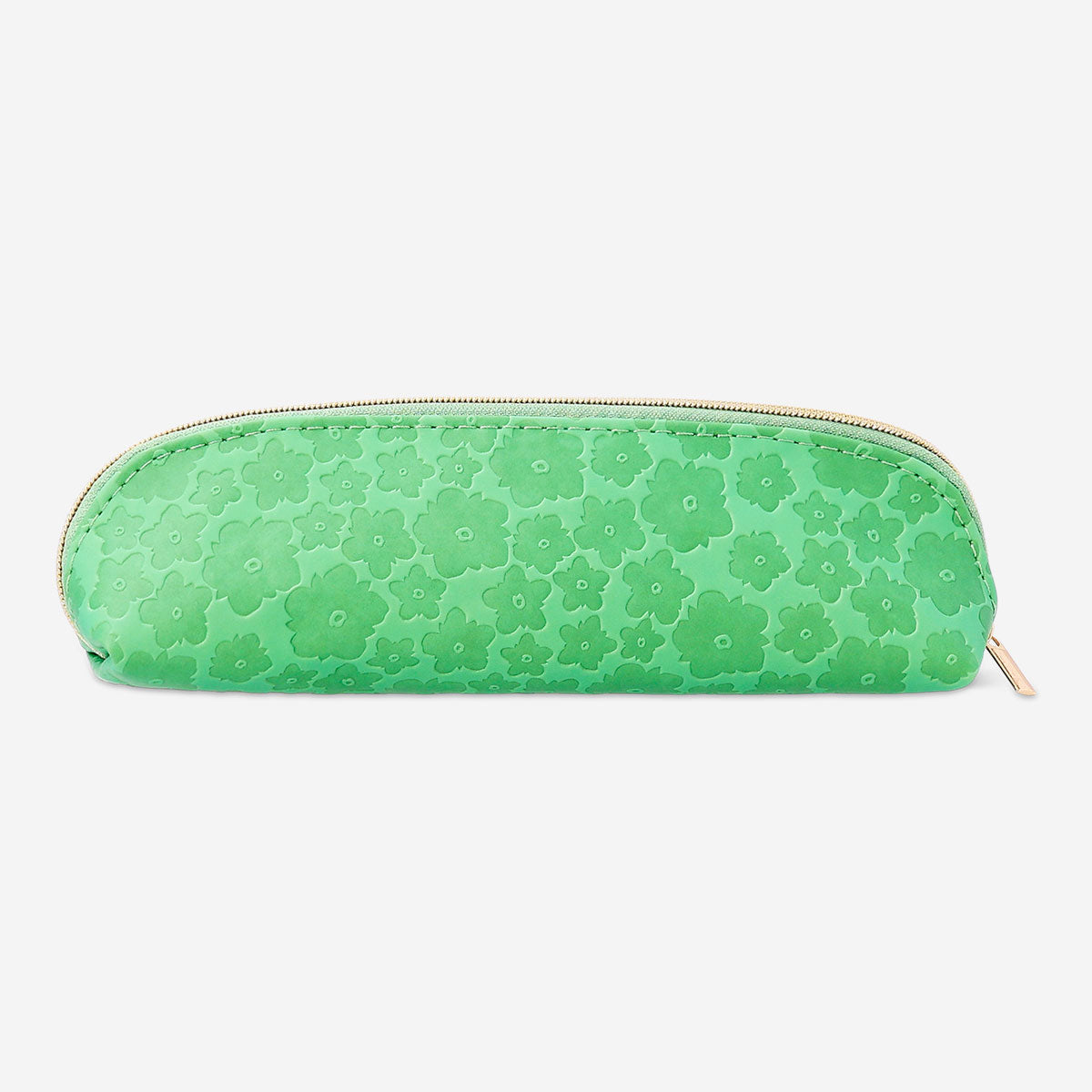 Green Flying Tiger Copenhagen office pencil case with colorful flower patterns, featuring a zippered closure and compact design.