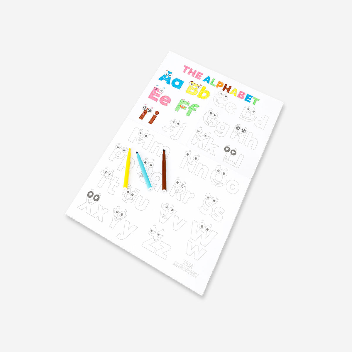 Colorful DIY alphabet poster by Flying Tiger Copenhagen featuring alphabet letters for craft and educational projects.