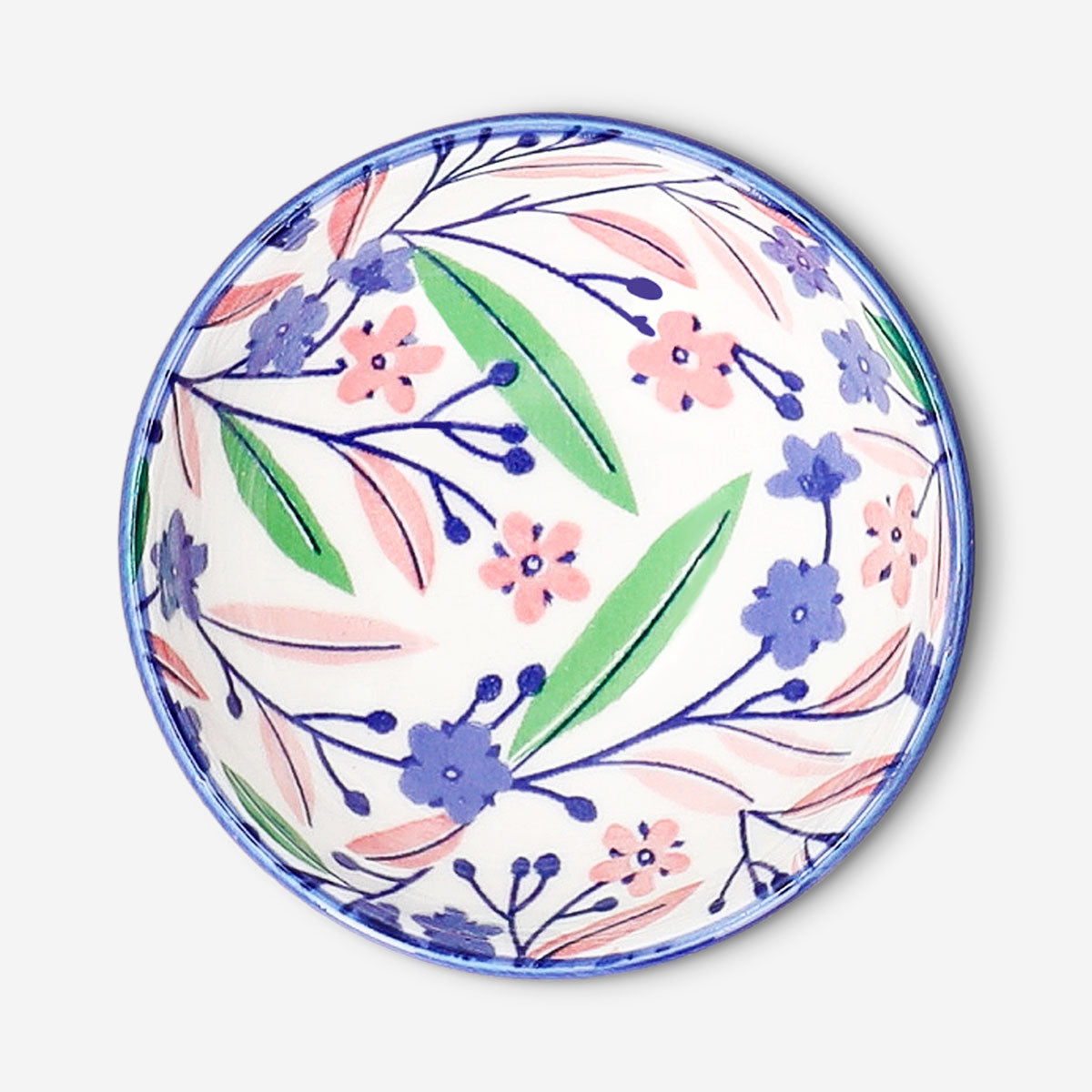 Small ceramic kitchen bowl with colorful floral design, 8 cm in diameter, by Flying Tiger Copenhagen.