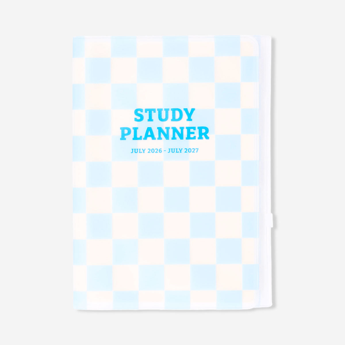 Chequered study planner with zip lock from Flying Tiger Copenhagen, designed for organizing notes and schedules.