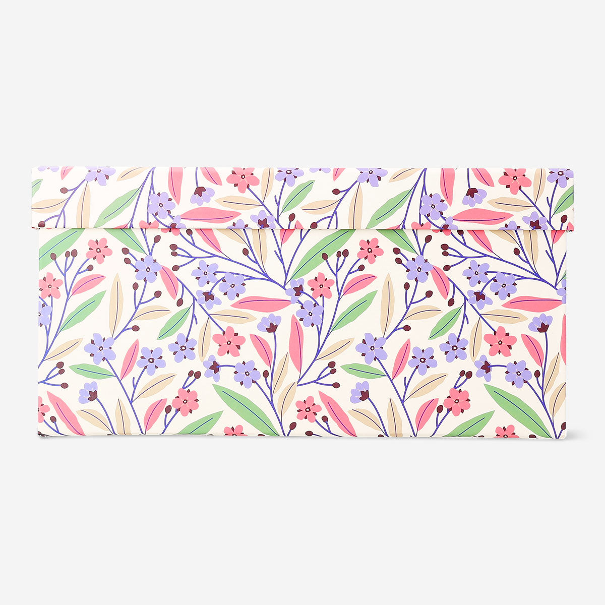 Flying Tiger Copenhagen storage box with colorful flower pattern, 17x24 cm, ideal for home organization and decor.
