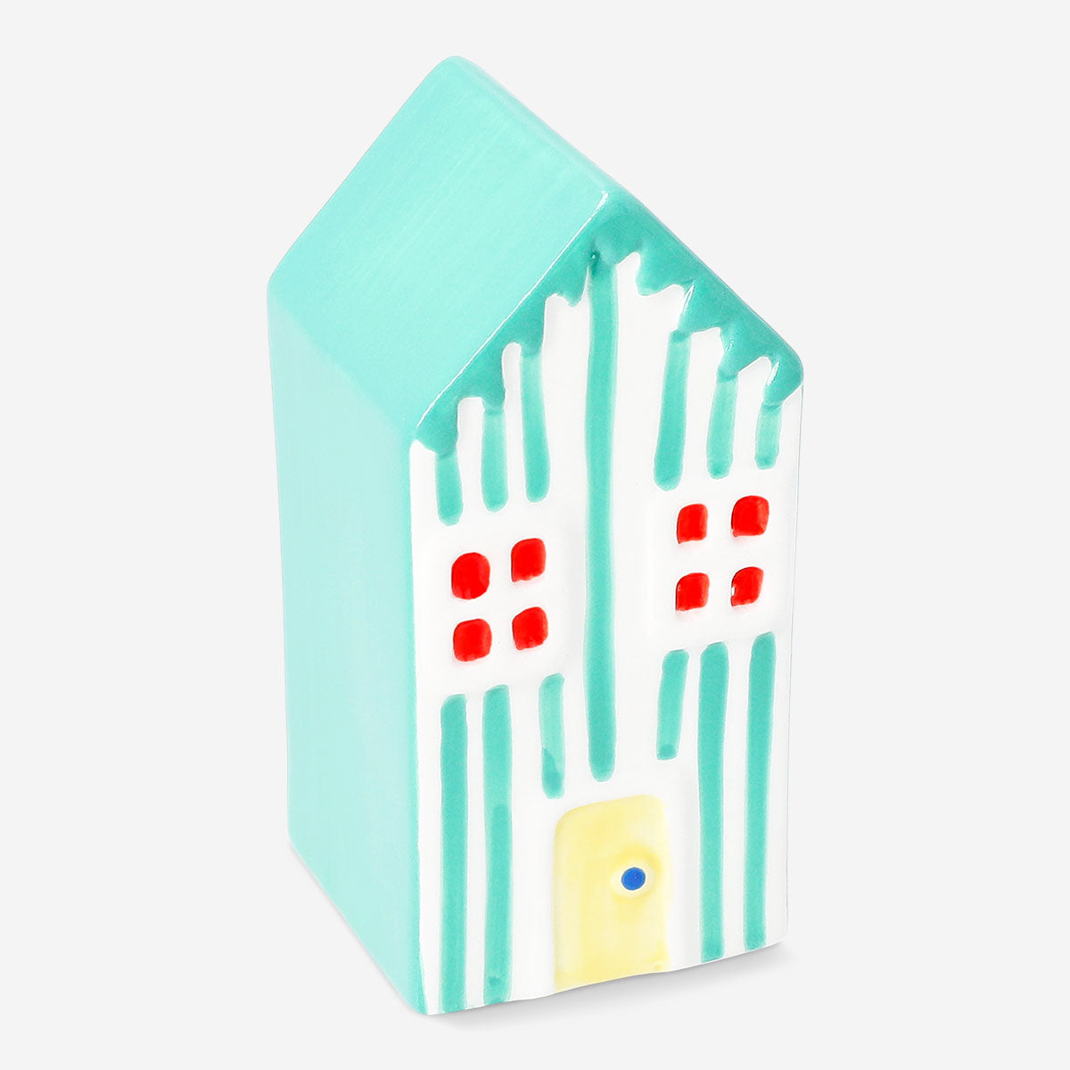 Decorative yellow house ornament from Flying Tiger Copenhagen, 13 cm tall, ideal for home decor and interior accents.