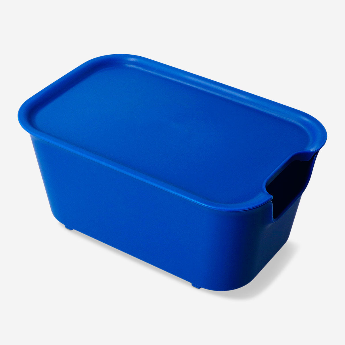 Navy storage box with lid from Flying Tiger Copenhagen, 13x19 cm, ideal for organizing small household items.