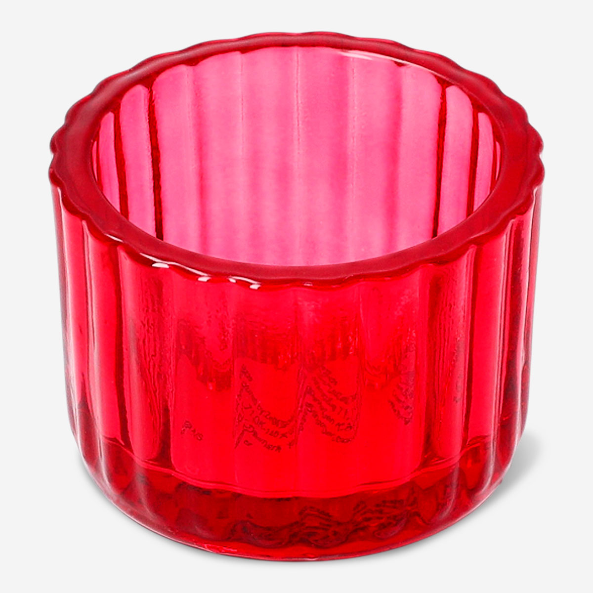 Pink glass tealight holder for home decor, featuring a smooth, rounded design from Flying Tiger Copenhagen.