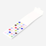 Set of Flying Tiger Copenhagen star and heart office stickers on paper backing, colorful and fun decorative stickers for planners or notes.