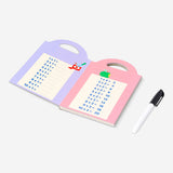 Reusable math learning book from Flying Tiger Copenhagen, hobby activity book with colorful pages and educational content