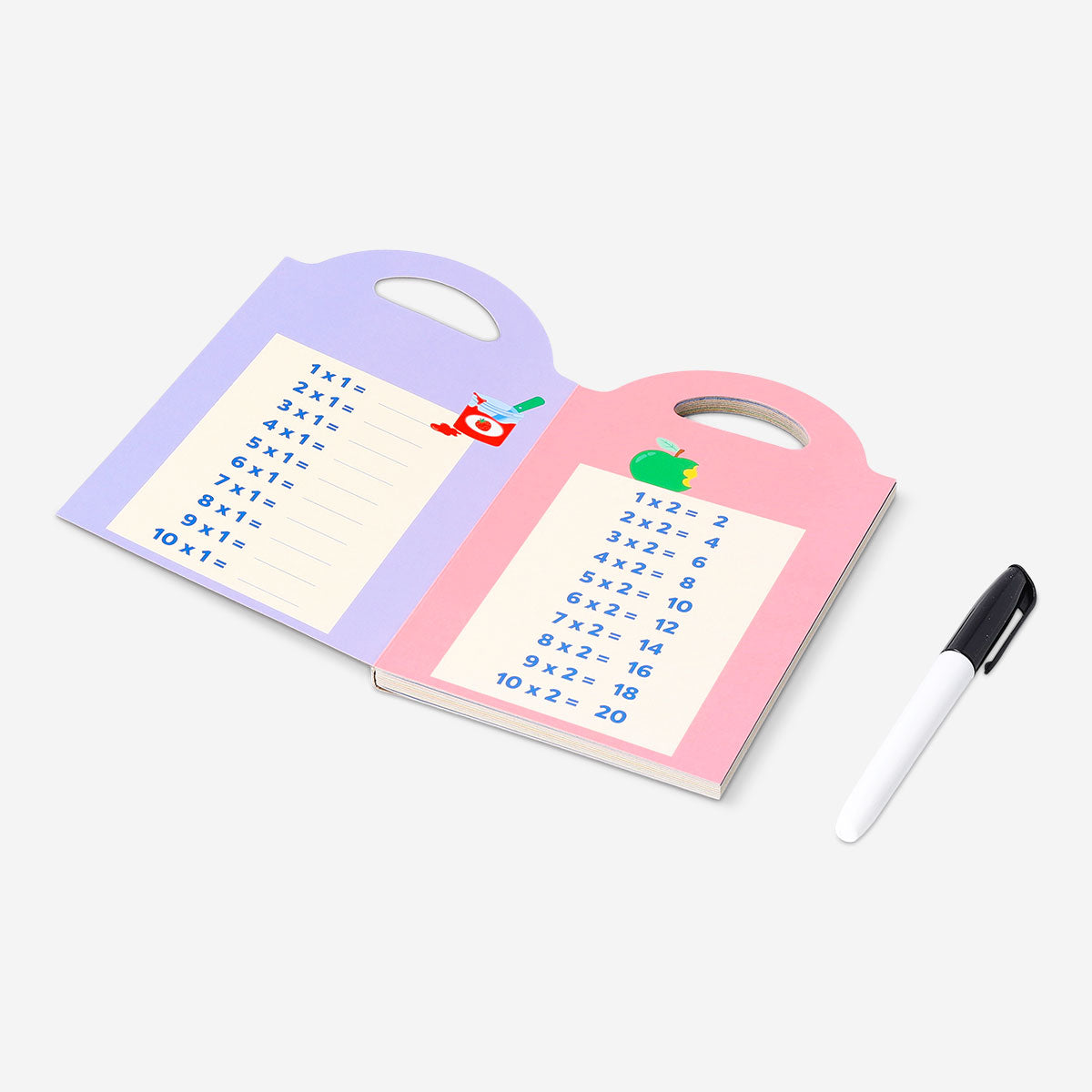 Reusable math learning book from Flying Tiger Copenhagen, hobby activity book with colorful pages and educational content
