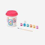 DIY to-go coffee mug by Flying Tiger Copenhagen, 360 ml hobby kit with colorful components and assembled mug visible in the image.