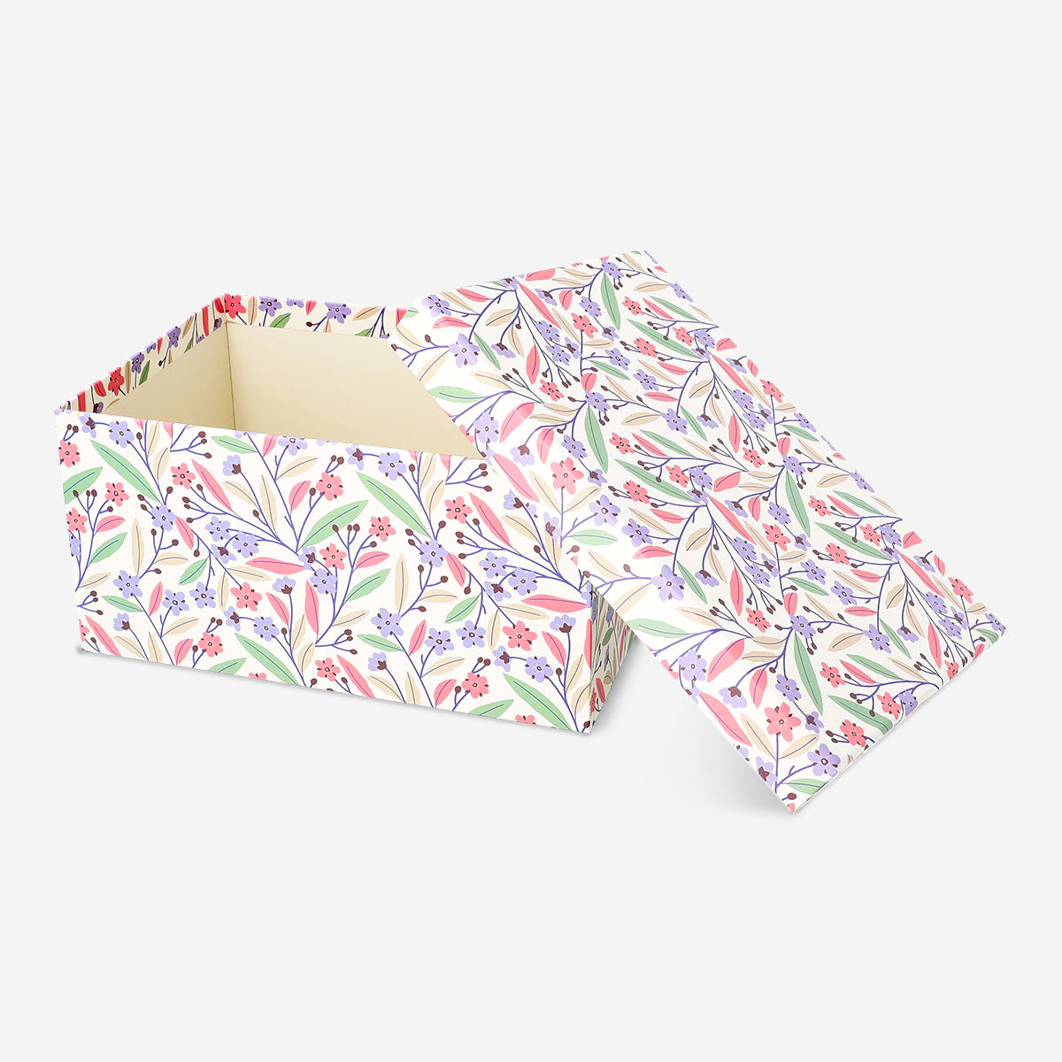 Colorful floral storage box from Flying Tiger Copenhagen, 17x24 cm, ideal for home organization and decorative storage.