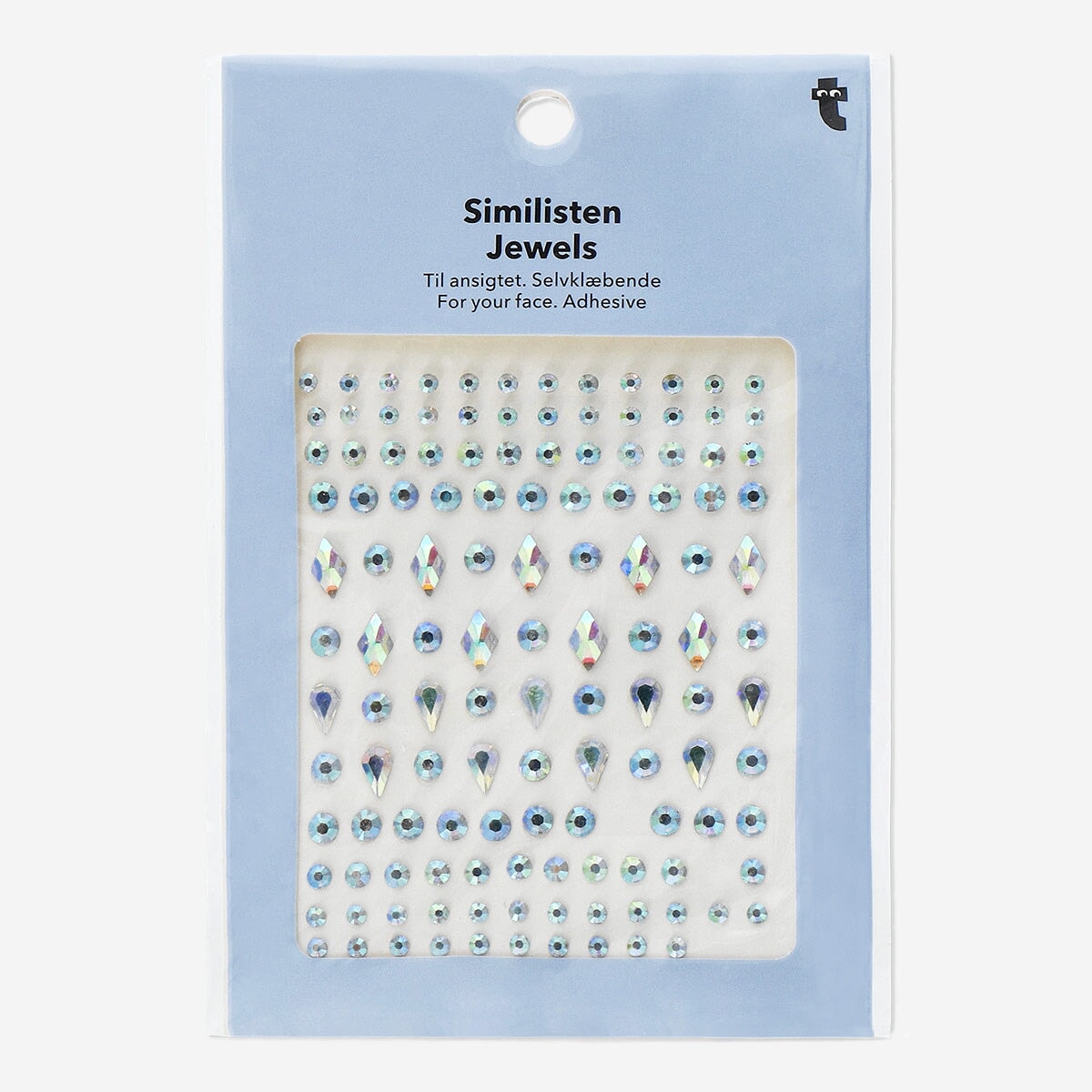 Adhesive face jewels in multiple colours - 100 pieces