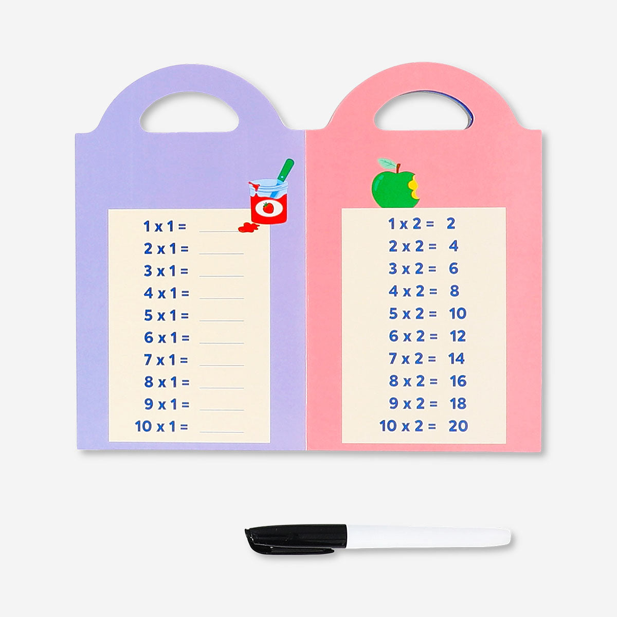 Reusable math learning book by Flying Tiger Copenhagen, hobby activity book with colorful pages for practicing math skills.