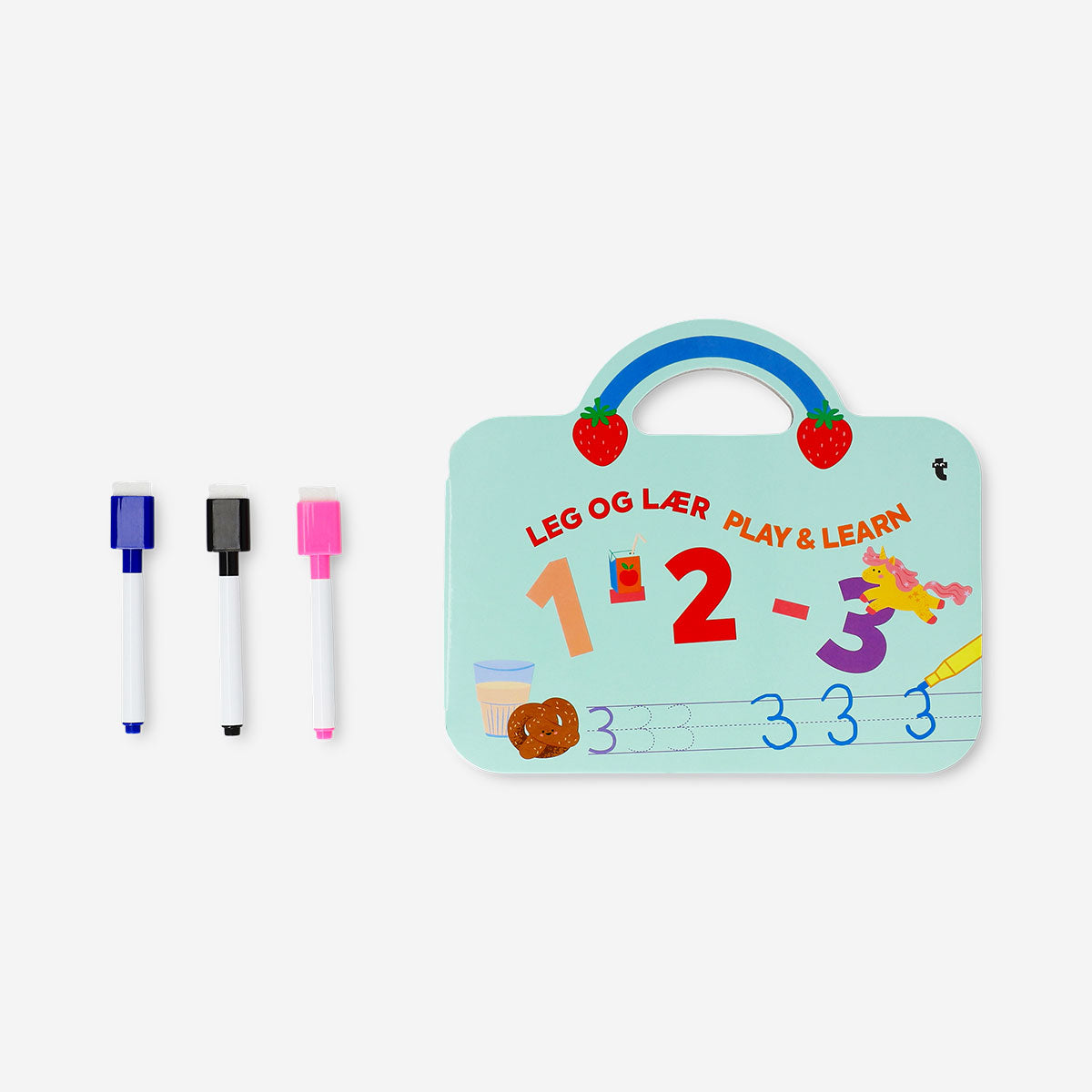 Reusable number learning book by Flying Tiger Copenhagen, colorful pages for kids' number practice and early math skills.