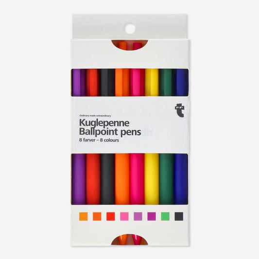 Farvede kuglepenne - 8 stk.