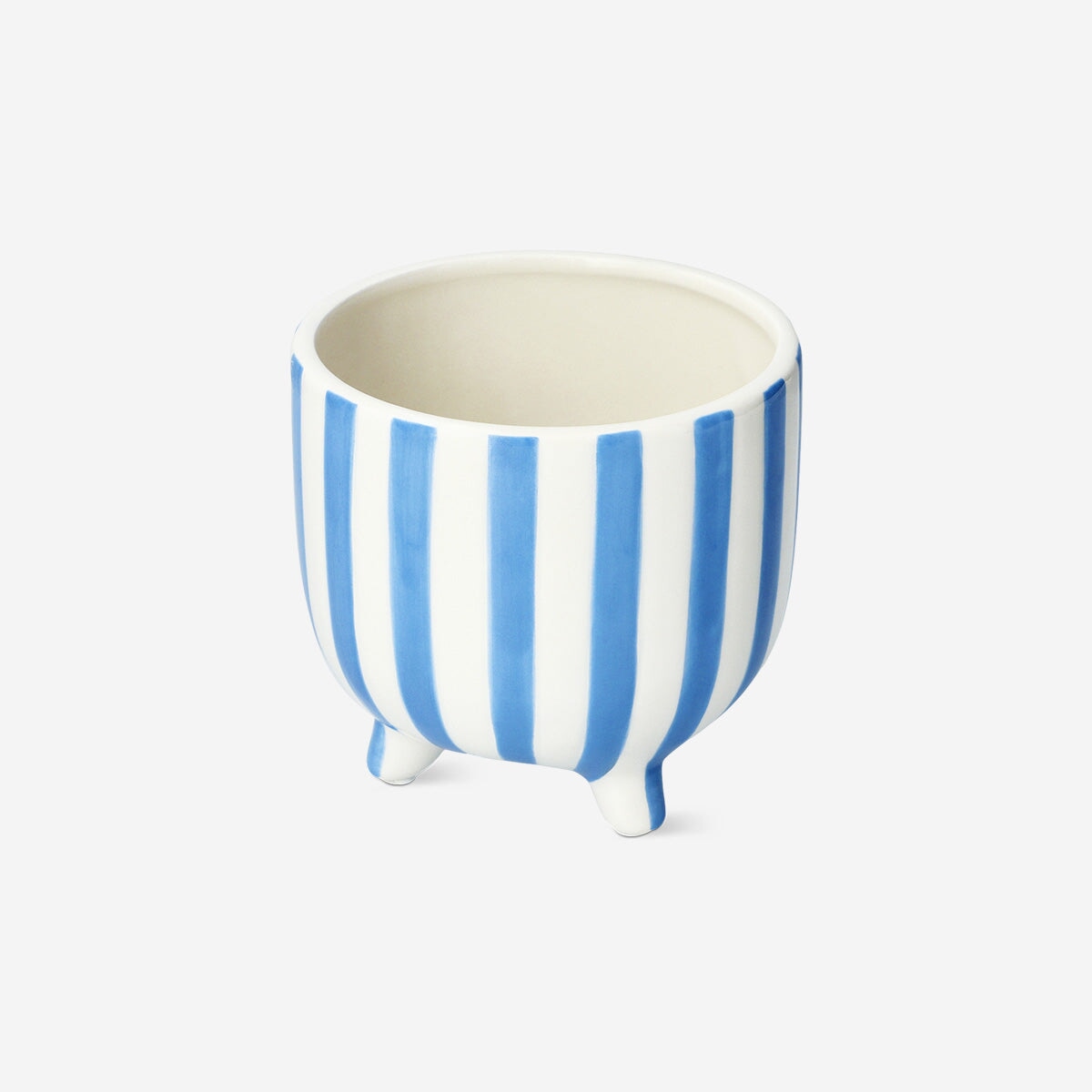 Blue striped flowerpot