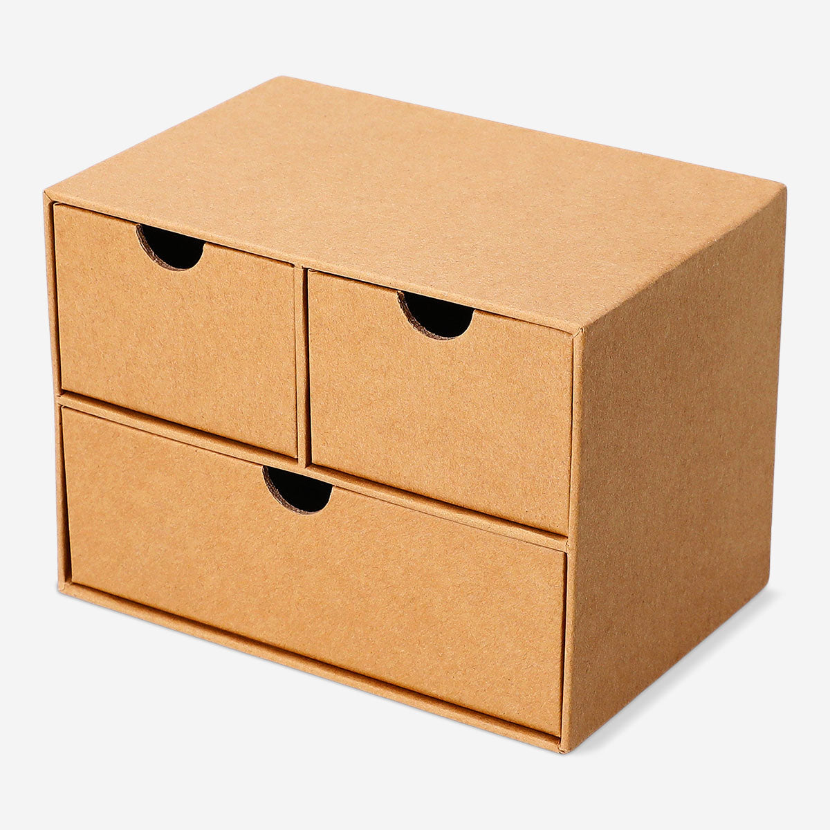 Flying Tiger Copenhagen craft paper desk tidy with three drawers, ideal for organizing office supplies.