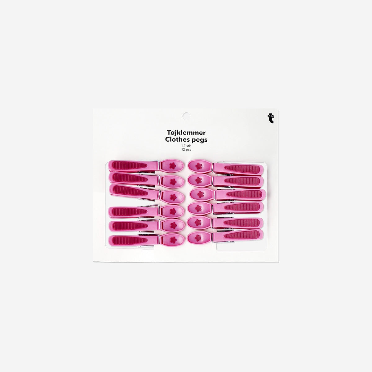Pink clothes pegs - 12 pcs