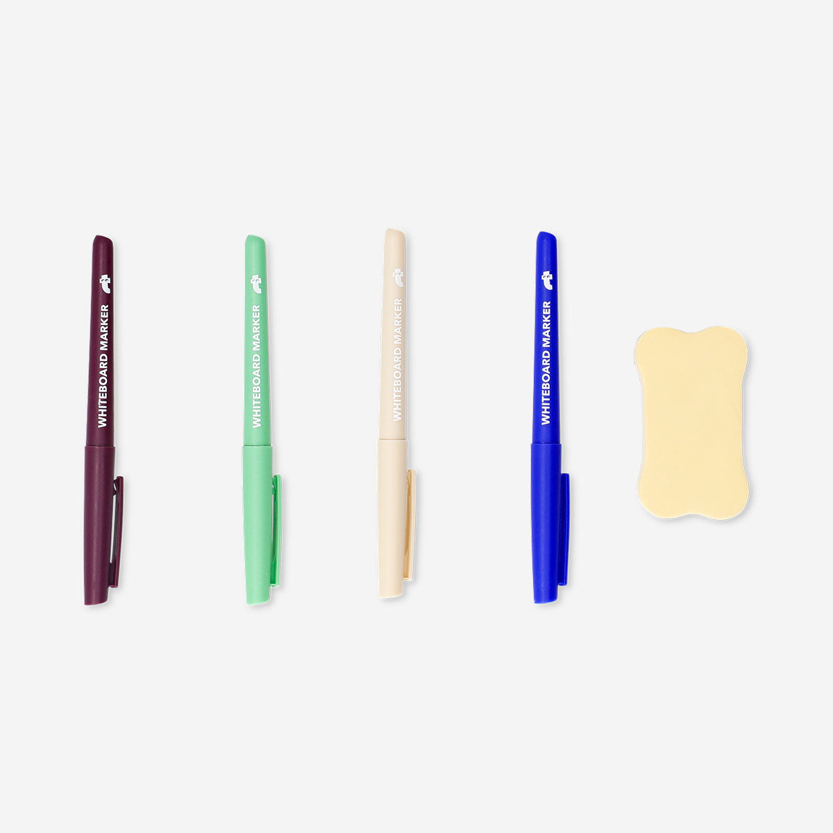 Set of four Flying Tiger Copenhagen whiteboard markers with fine tips, ideal for office writing and drawing on whiteboards.