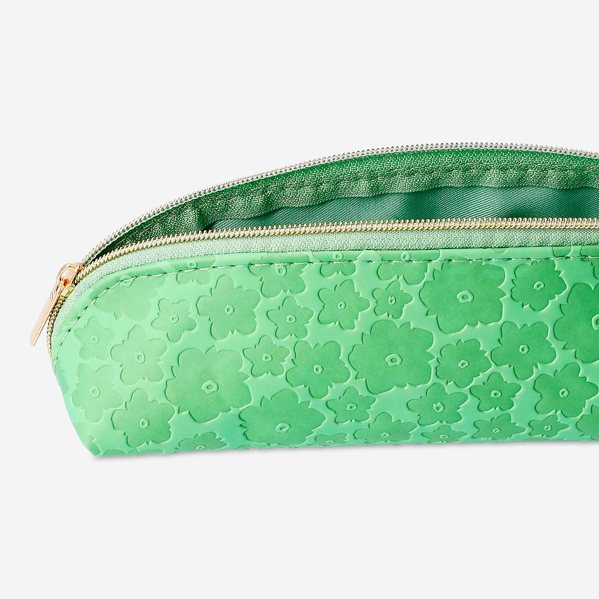 Green floral pencil case from Flying Tiger Copenhagen, ideal for office supplies and stationery storage.