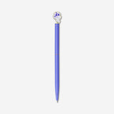 Blue Flying Tiger Copenhagen ballpoint pen with hydrangea flower topper, ideal for office writing and decorative use.