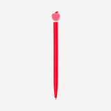 Pink apple-shaped ballpoint pen from Flying Tiger Copenhagen, designed for office use, with a smooth writing tip and vibrant color.