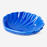 Blue ceramic seashell soap dish for home use, featuring a detailed seashell design by Flying Tiger Copenhagen.