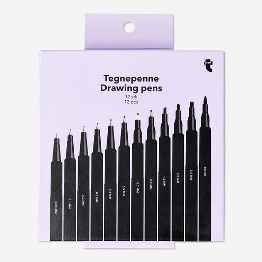Tegne- og kalligrafipenne - 12 stk.