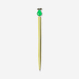 Gold ballpoint pen with green pear topper from Flying Tiger Copenhagen, designed for office use.