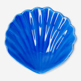 Blue ceramic seashell soap dish from Flying Tiger Copenhagen, featuring a detailed seashell design for home decor.