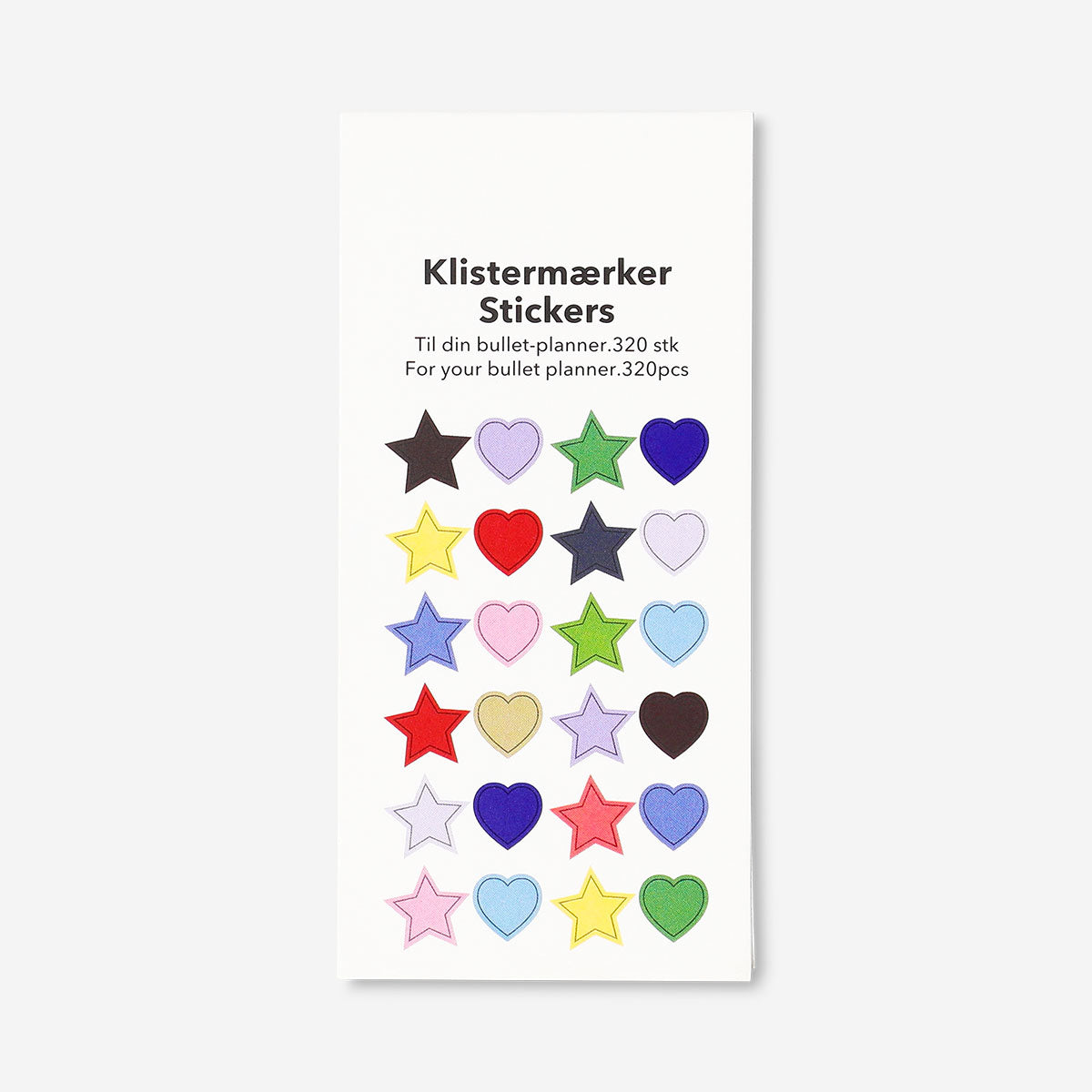 Flying Tiger Copenhagen star and heart stickers for office decor, featuring colorful designs on a white background.
