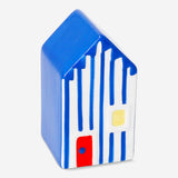 Decorative striped ceramic beach house figurine, 10 cm tall, by Flying Tiger Copenhagen, ideal for home decor and coastal style.