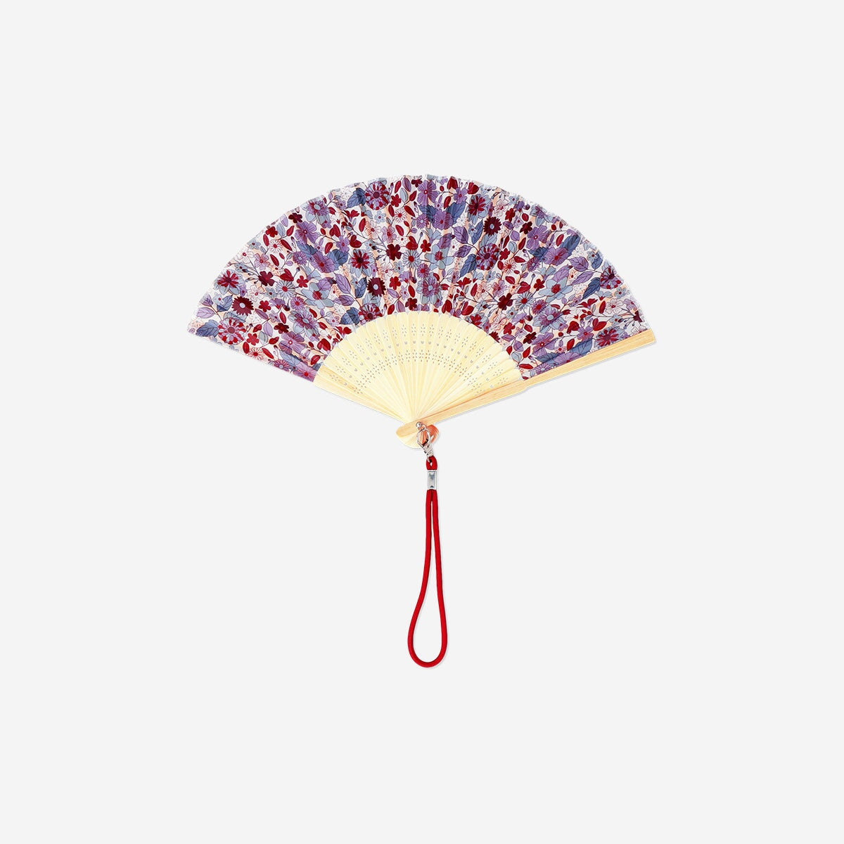 Foldable floral bamboo fan