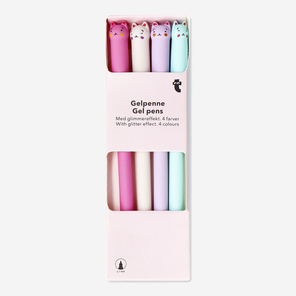 Glitter gel pens with cat faces - 4 pcs