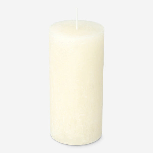 Elfenbenshvidt rustikt bloklys - 12 cm