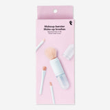 Four-piece multi-coloured travel make-up brushes