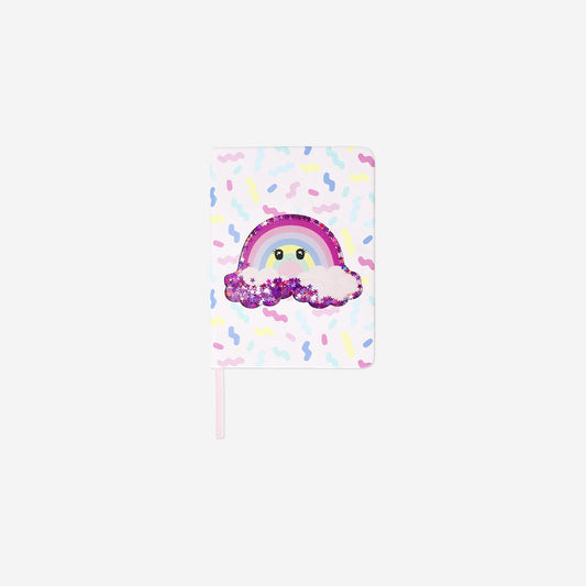 Notebook with glitter rainbow
