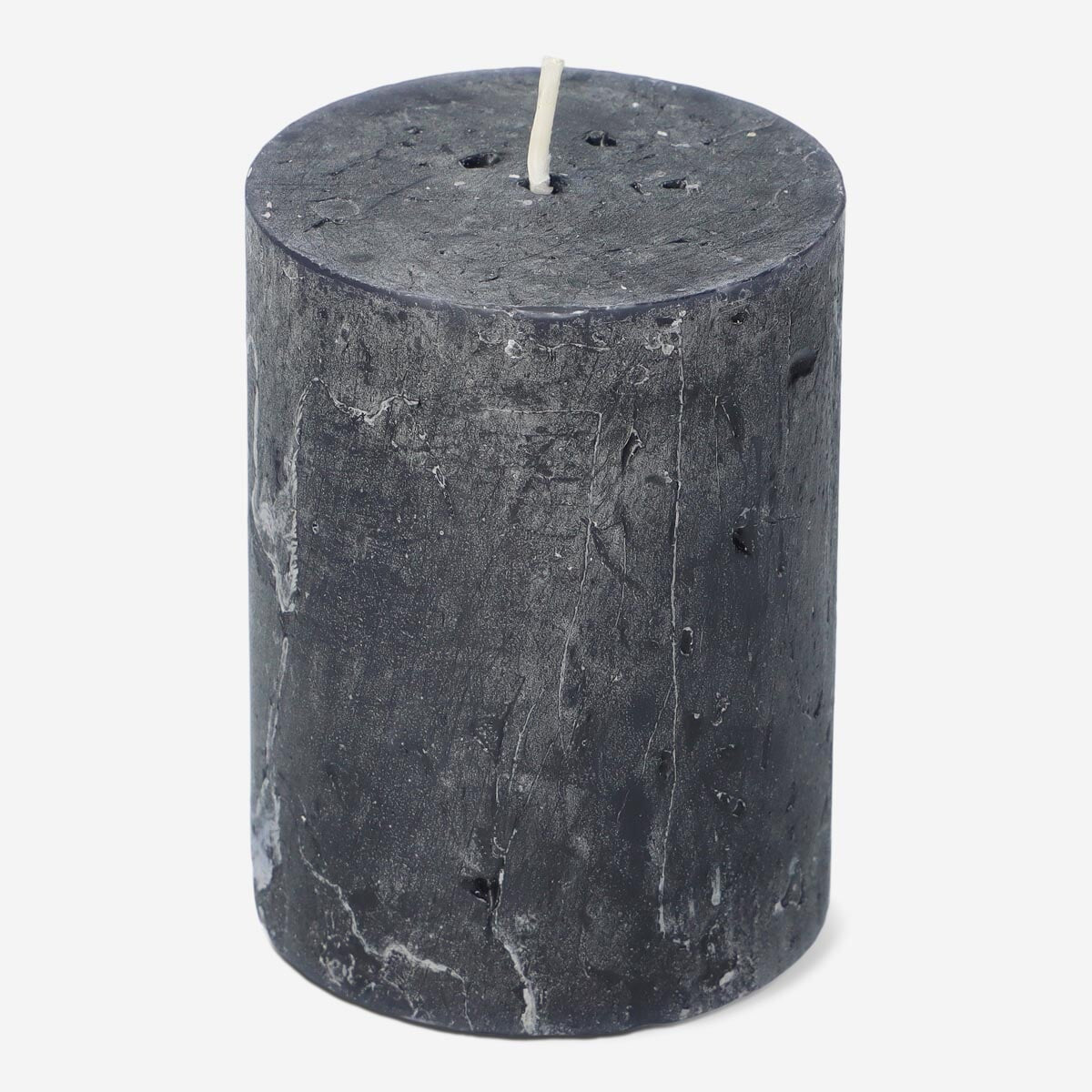 Sort rustikt bloklys - 8 cm