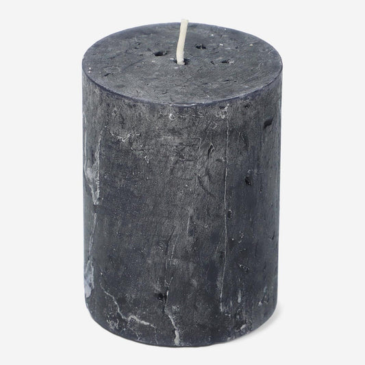 Sort rustikt bloklys - 8 cm