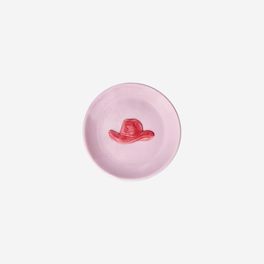 Pink dish with cowboy hat