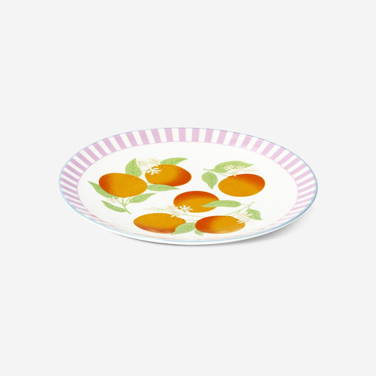 Tallerken med appelsiner og striber - 20 cm