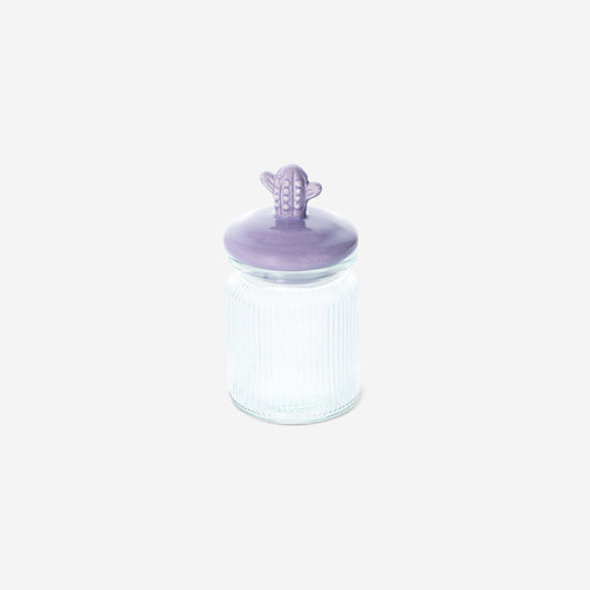 Opbevaringskrukke med lilla kaktus - 250 ml