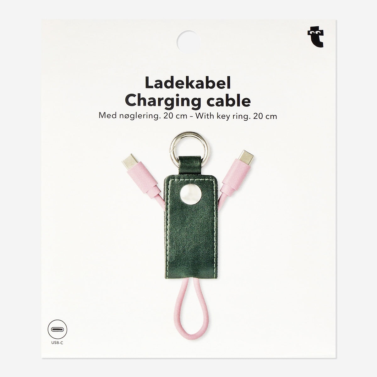 USB C charging cable with keyring