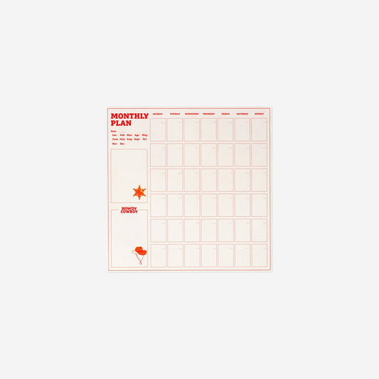Western themed monthly planner