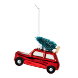 Christmas bauble. Car with christmas tree