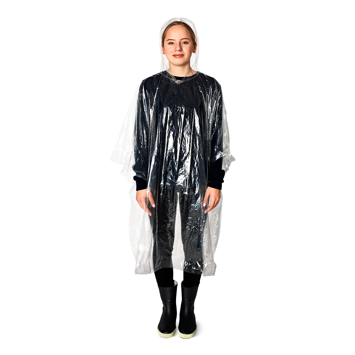 Regnponcho. En størrelse