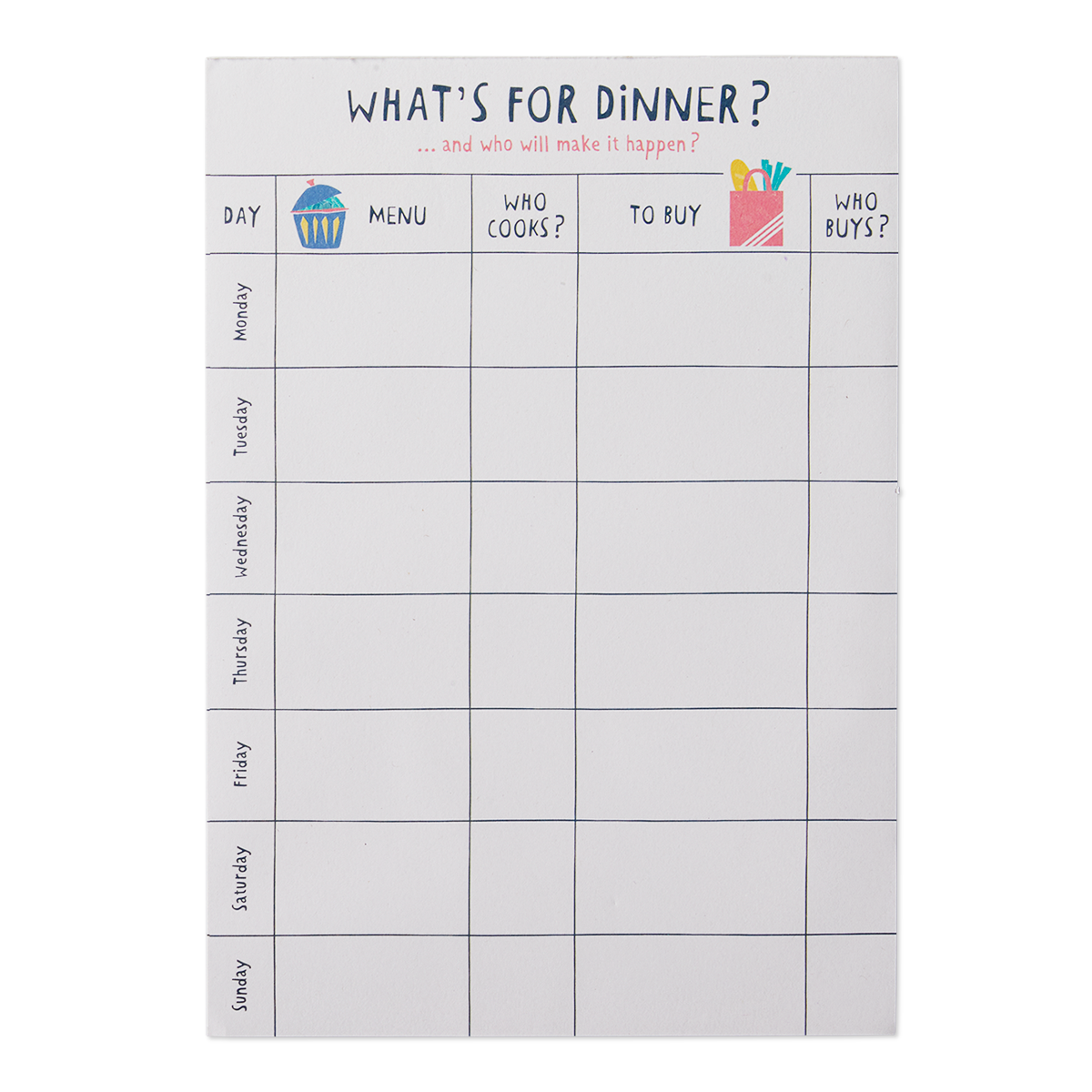 Magnetic meal planner. A5