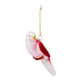 Christmas bauble. Pink budgerigar