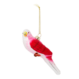 Christmas bauble. Pink budgerigar