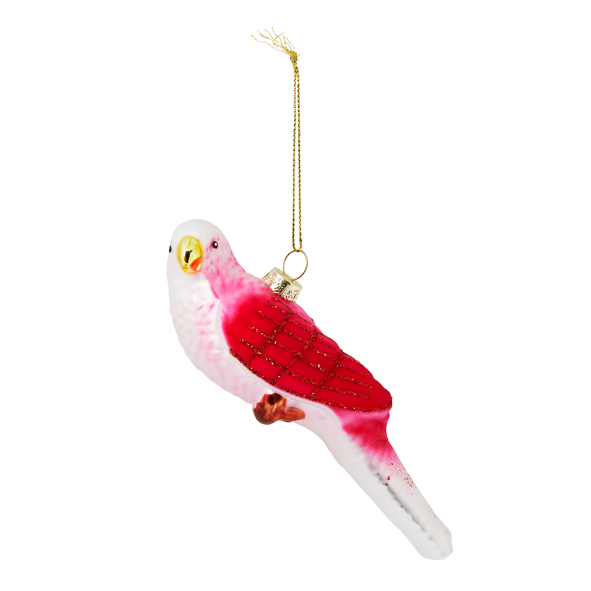 Christmas bauble. Pink budgerigar