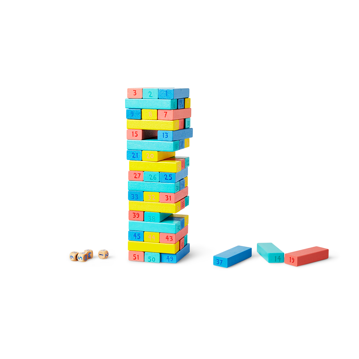 Stacking tower game with numbers